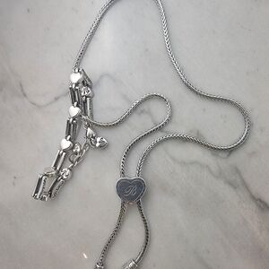 Brighton Elegant Silver Heart Bracelet and Bolo Tie Necklace